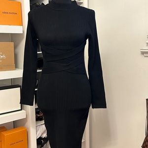 Sexy Black Ribbed Dress